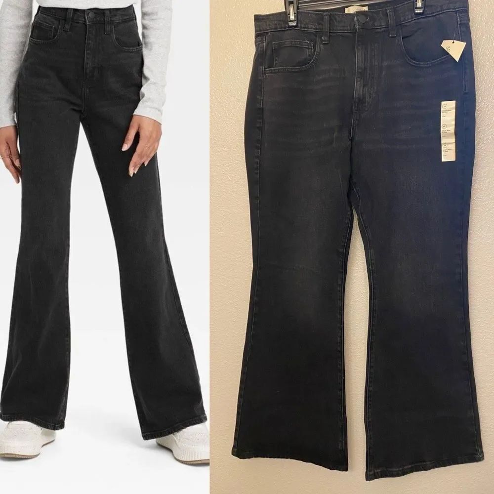 Universal Thread High-Rise Flare Jeans Black Wash Size 14 short NWT
